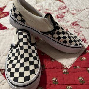 Vans Slip-On Checkerboard Skate Shoe - Little Kid - Black / White - Size 1.5